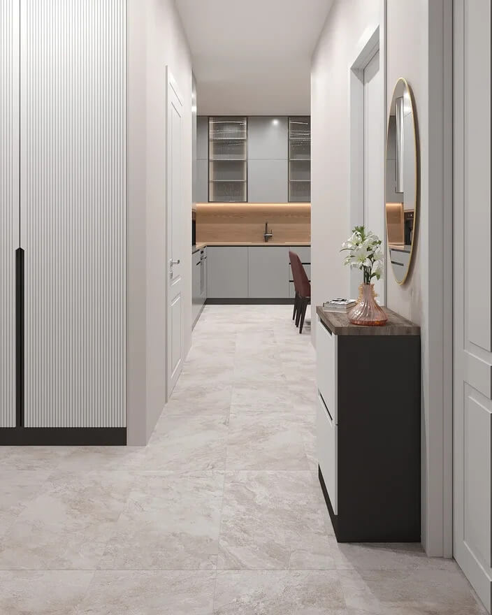 Интересное и необычное решение оформить кухню в коридоре квартиры