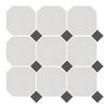 Плитка Напольная плитка TopCer Octagon OCT14-1Ch White Octagon 16/Black Dots 14, 30x30, под мозаику, серая, матовая - 1